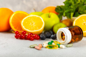 Vitamine, Obst und Nahrungsergänzung